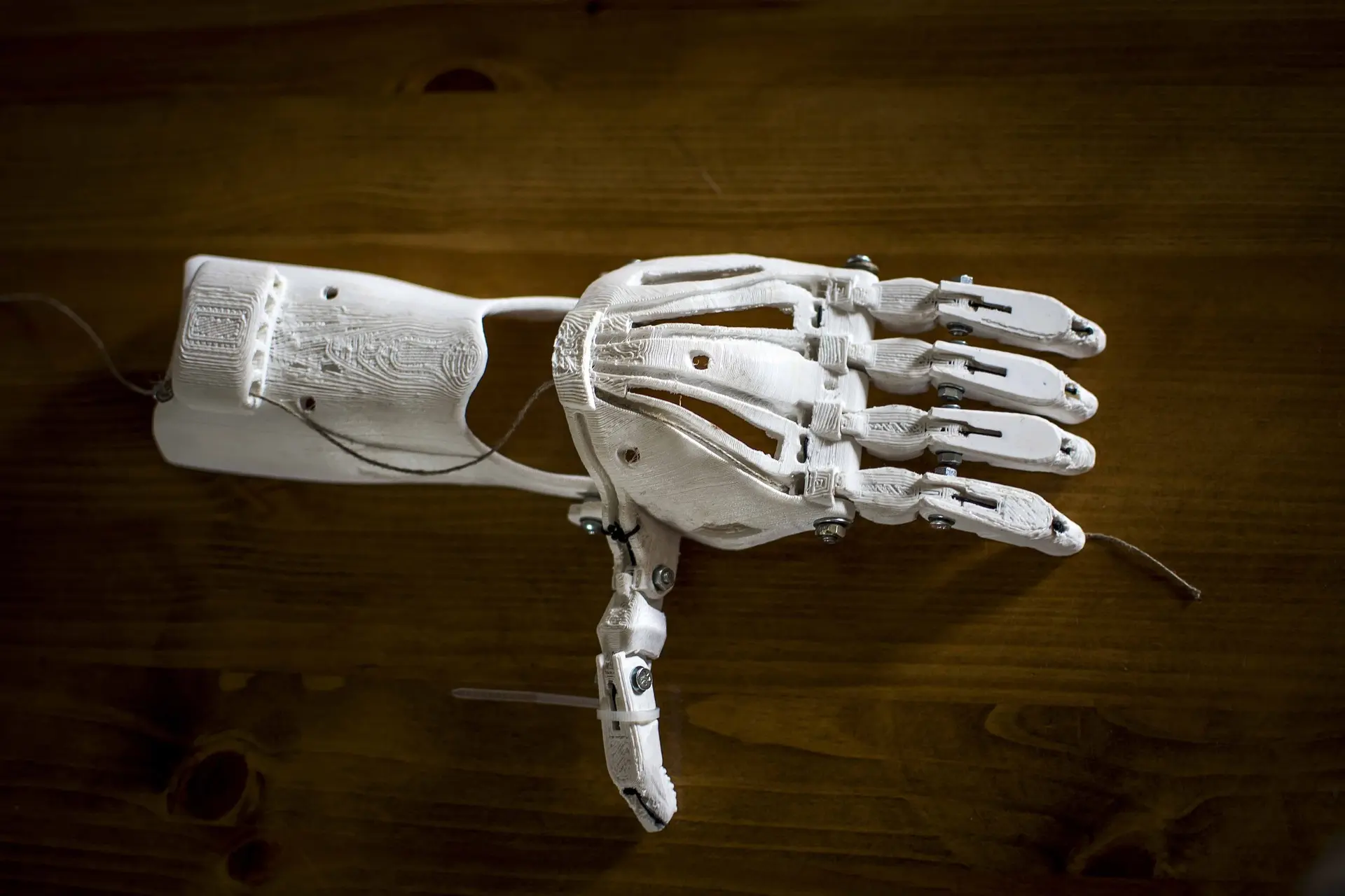 A high-quality 3D printed robotic hand showcasing advanced technology and precision engineering precision labs